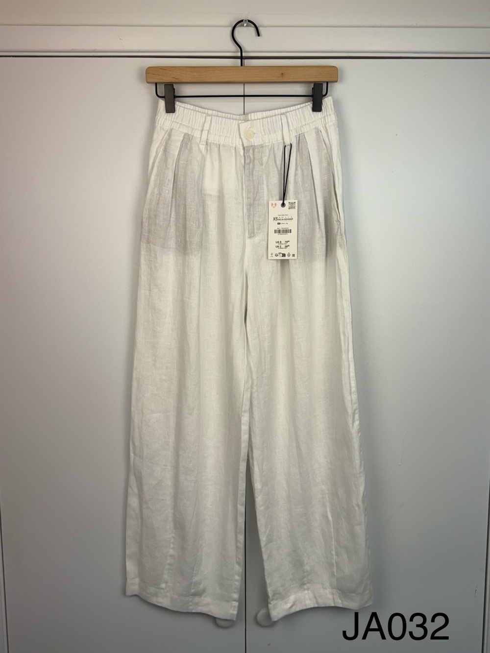 Zara ZW Collection White 100% Linen Pleated Pants XS NWT